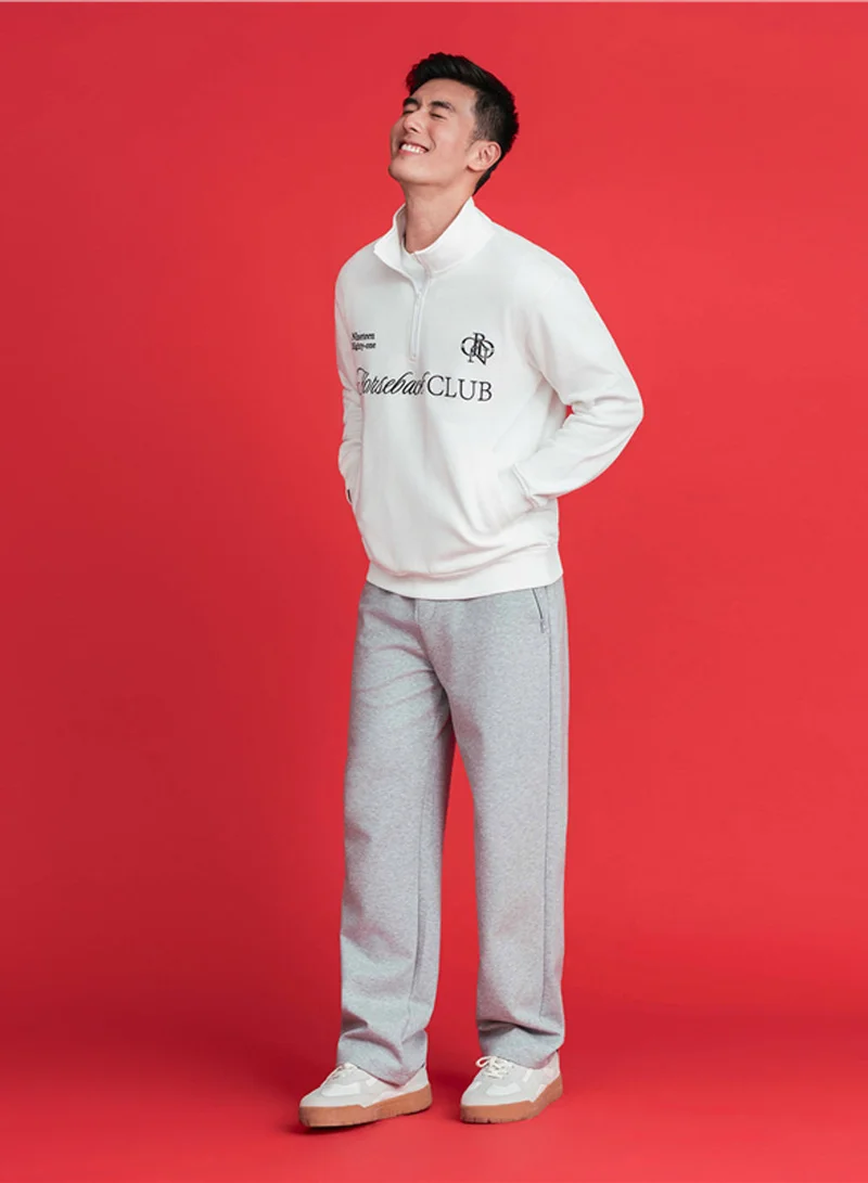 جيوردانو Men’s Relaxed Straight Interlock Jogger with Elastic Waist